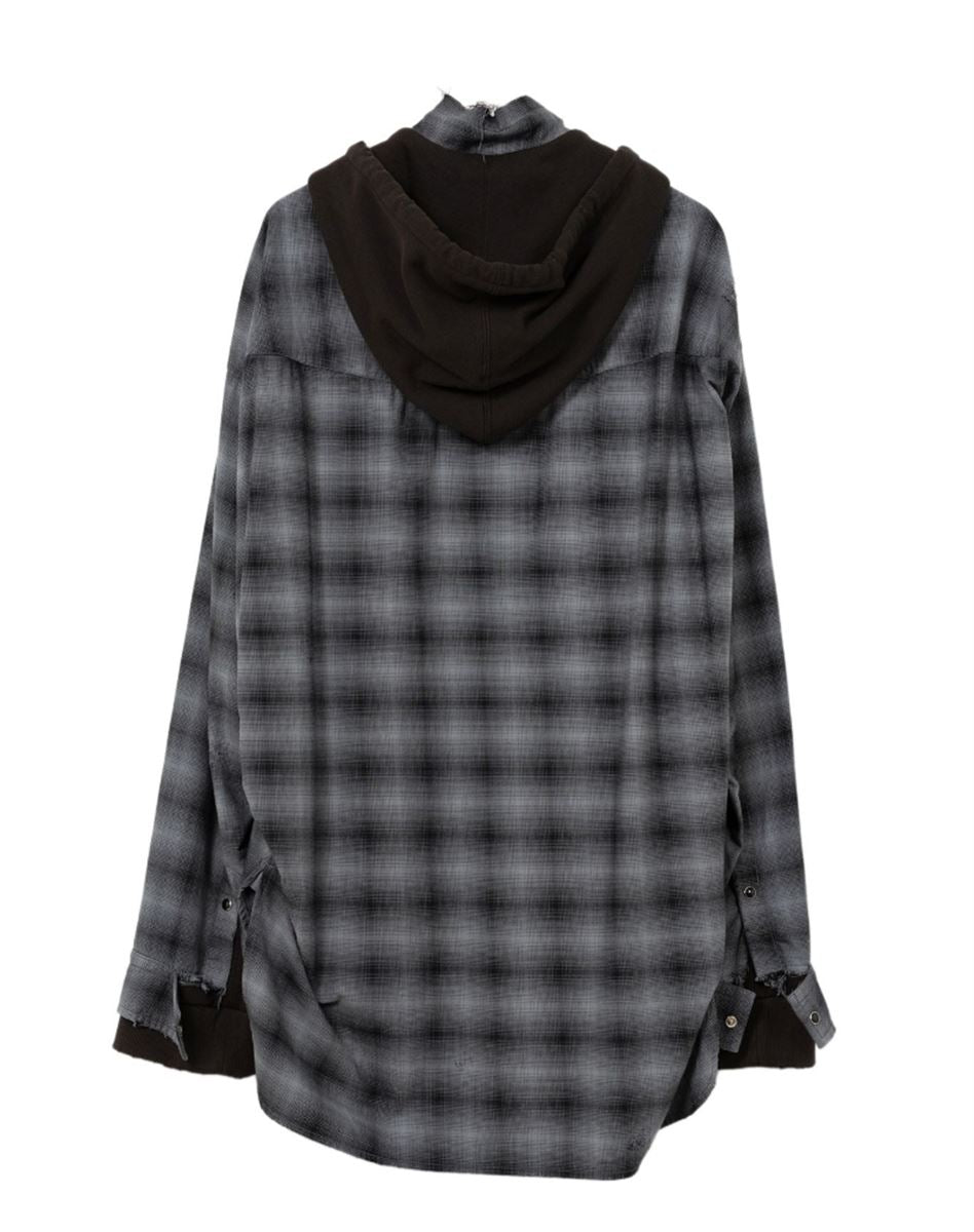 HOODIE COMBINE CHECKERED SHIRT