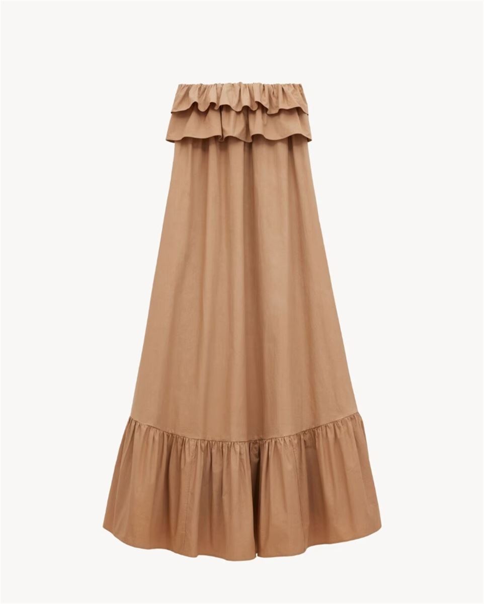 RUFFLED DRESS IN COTTON SERGE