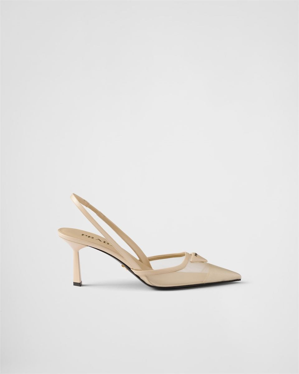 MESH FABRIC SLINGBACK PUMPS