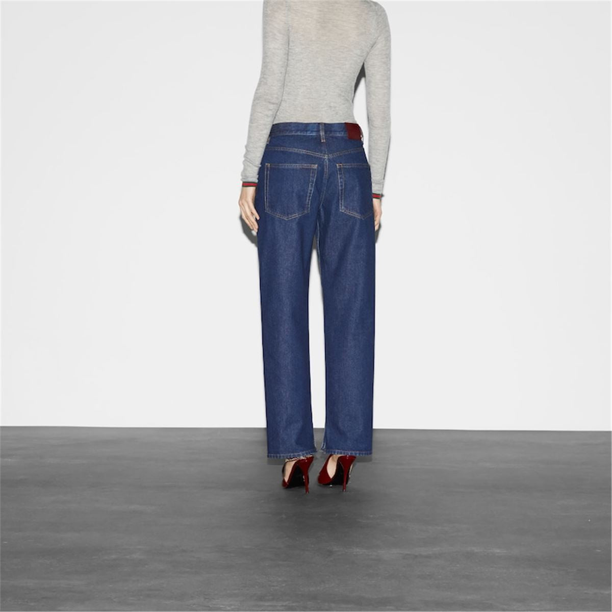 DENIM TROUSER WITH GUCCI LABEL GUCCI