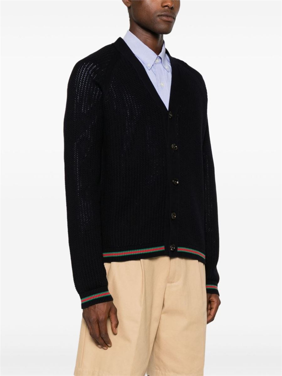 WEB-STRIPE TRIM CARDIGAN GUCCI