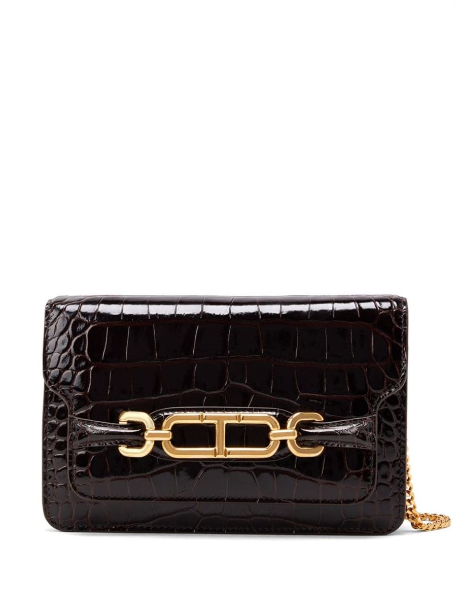 SMALL WHITNEY CROCODILE-EMBOSSED SHOULDER BAG TOM FORD