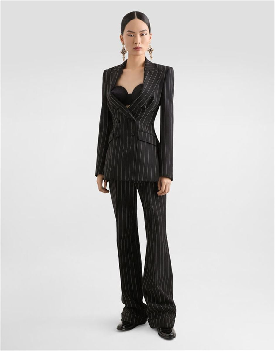 DOUBLE-BREASTED PINSTRIPE WOOL JACKET