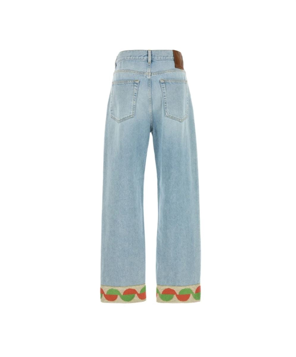 JACQUARD-TRIM STRAIGHT LEG JEANS