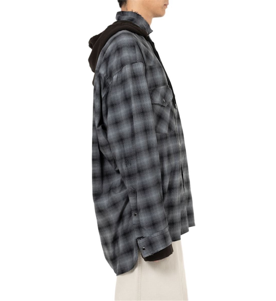 HOODIE COMBINE CHECKERED SHIRT