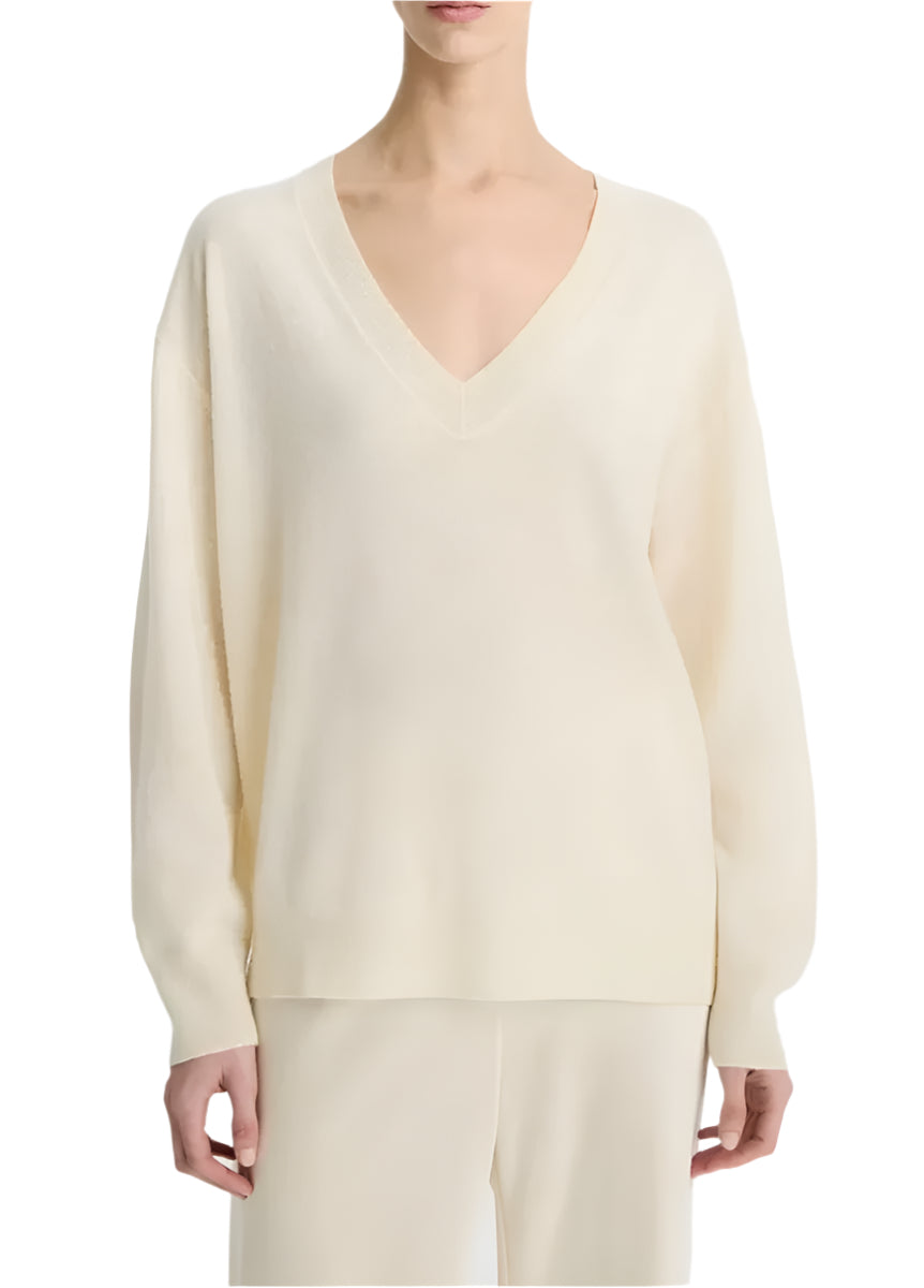 CASHMERE-SILK DEEP V-NECK SWEATER