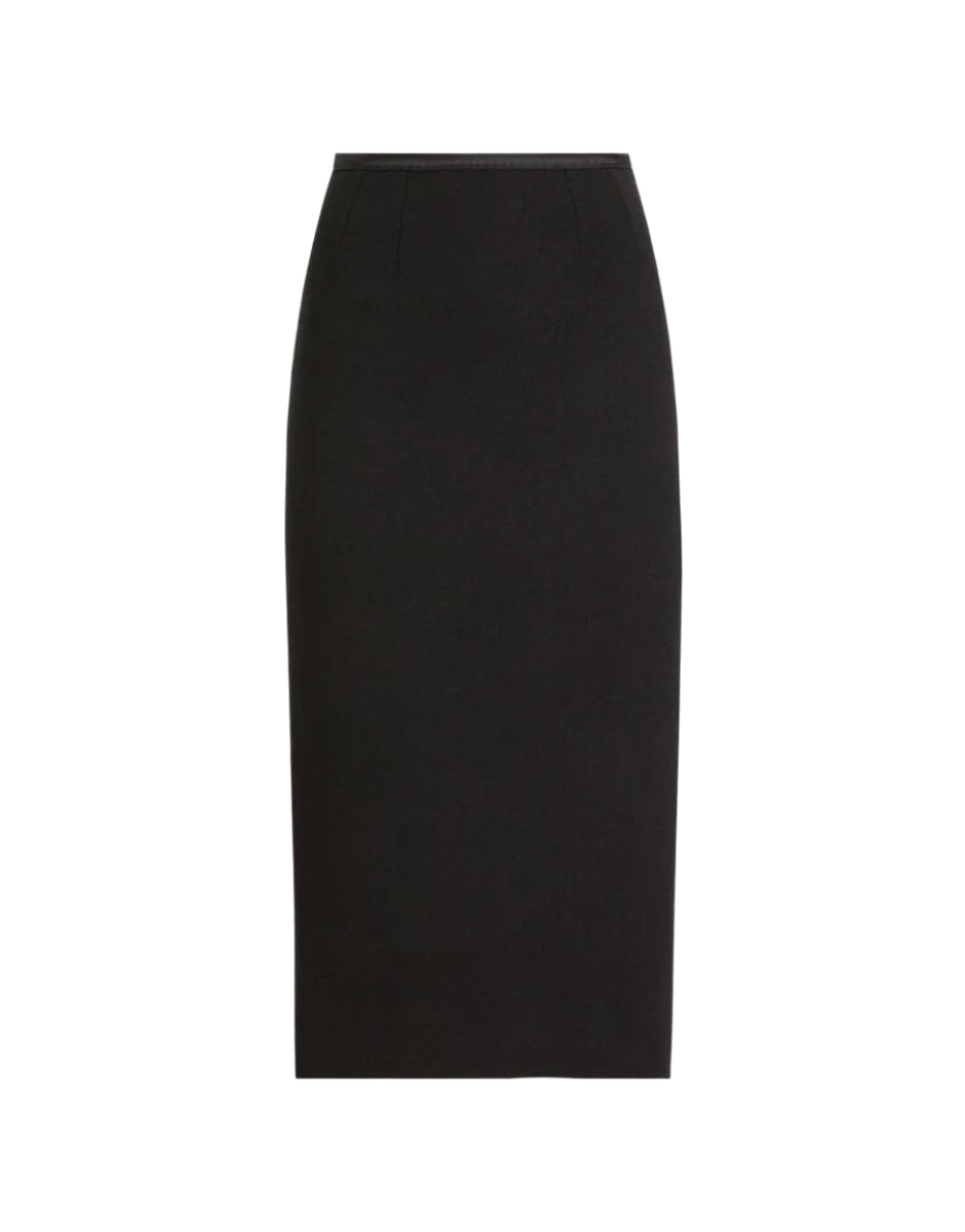 WOOL CREPE CALF-LENGTH PENCIL DRESS