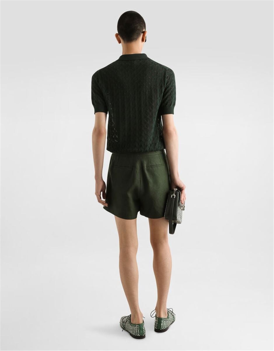 LINEN FABRIC SHORTS WITH DOUBLE DARTS