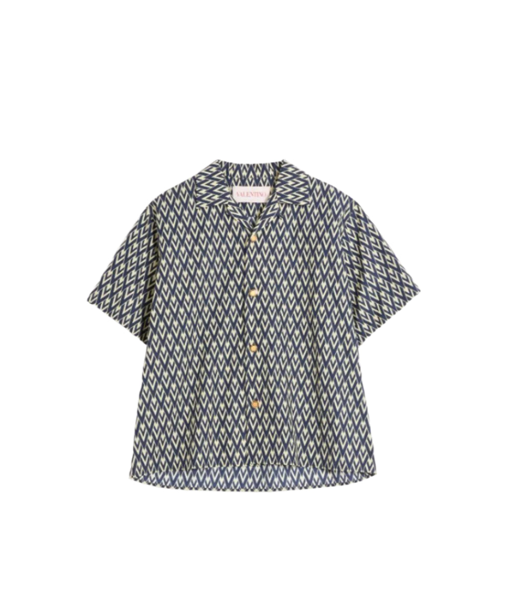 COTTON POPELINE BOWLING SHIRT WITH TOUTE LA V PRINT