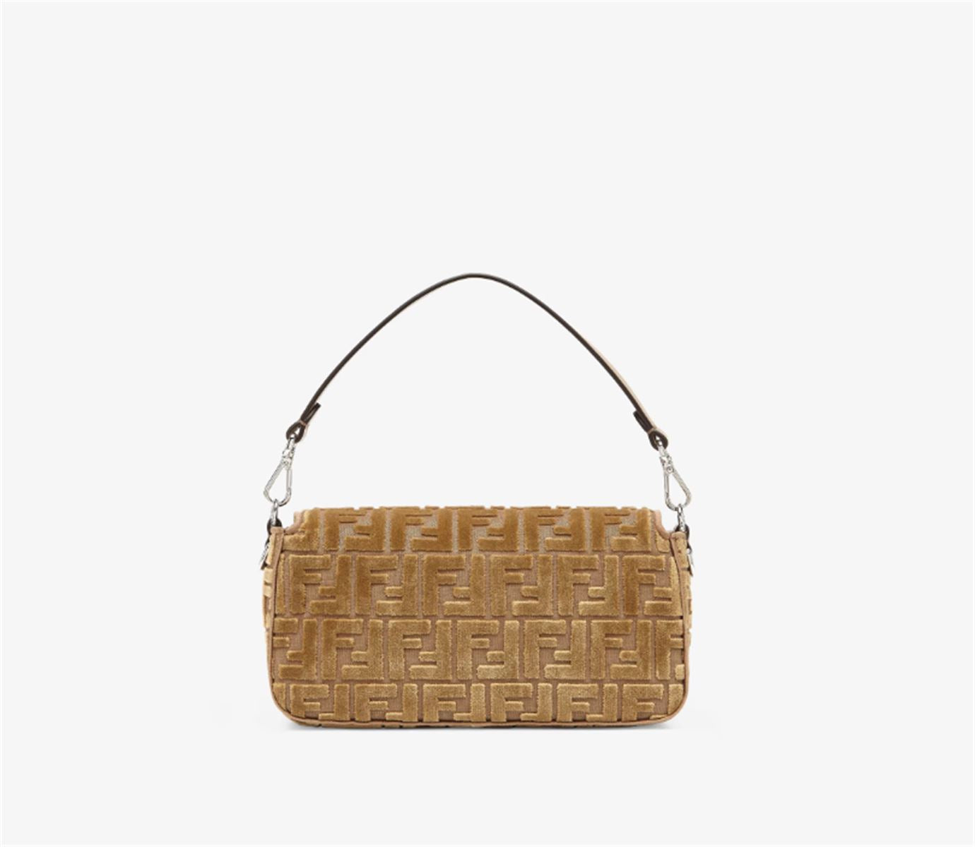 CAPPUCCINO-COLOURED JACQUARD FF VELVET BAG