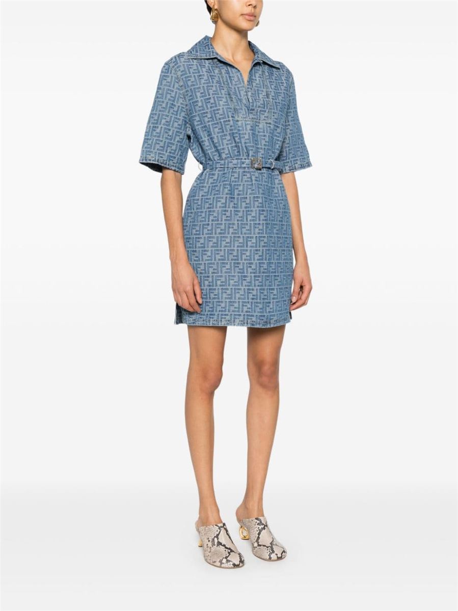 FF-MOTIF BELTED MINI DRESS FENDI