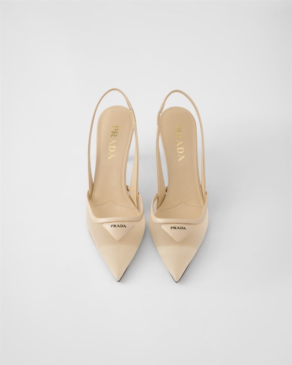 MESH FABRIC SLINGBACK PUMPS