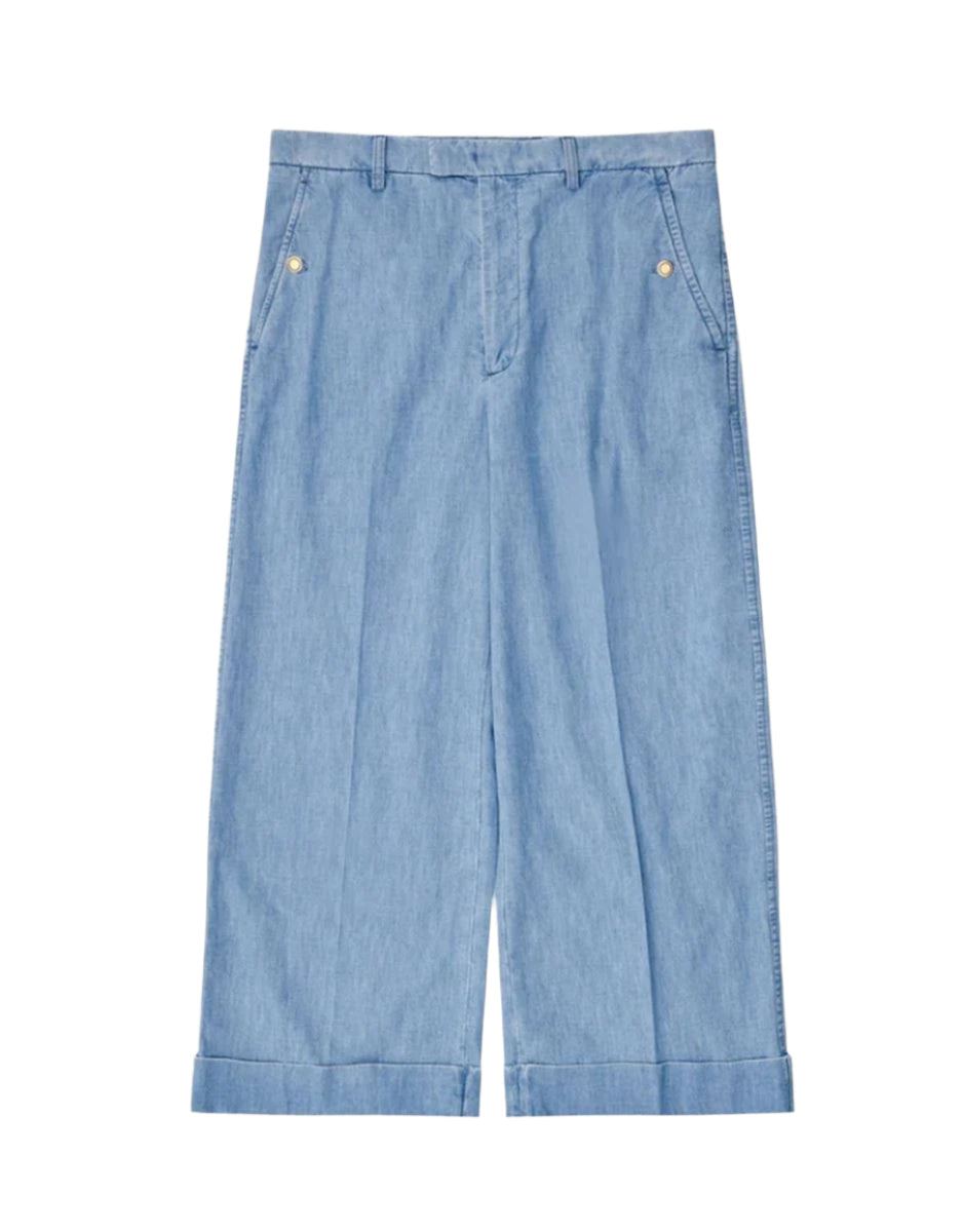 CUFFED DENIM TROUSERS