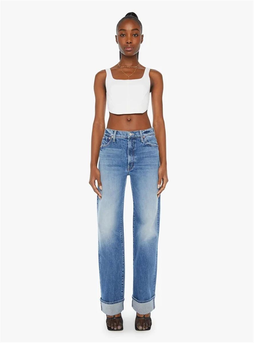 MEDIUM BLUE LOW WAIST JEANS