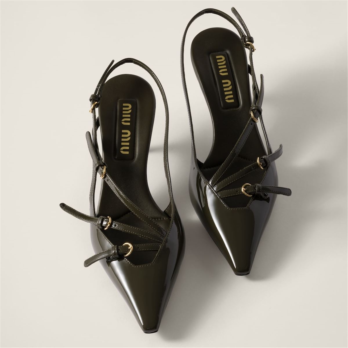 PATENT LEATHER SLINGBACKS WITH BUCKLES