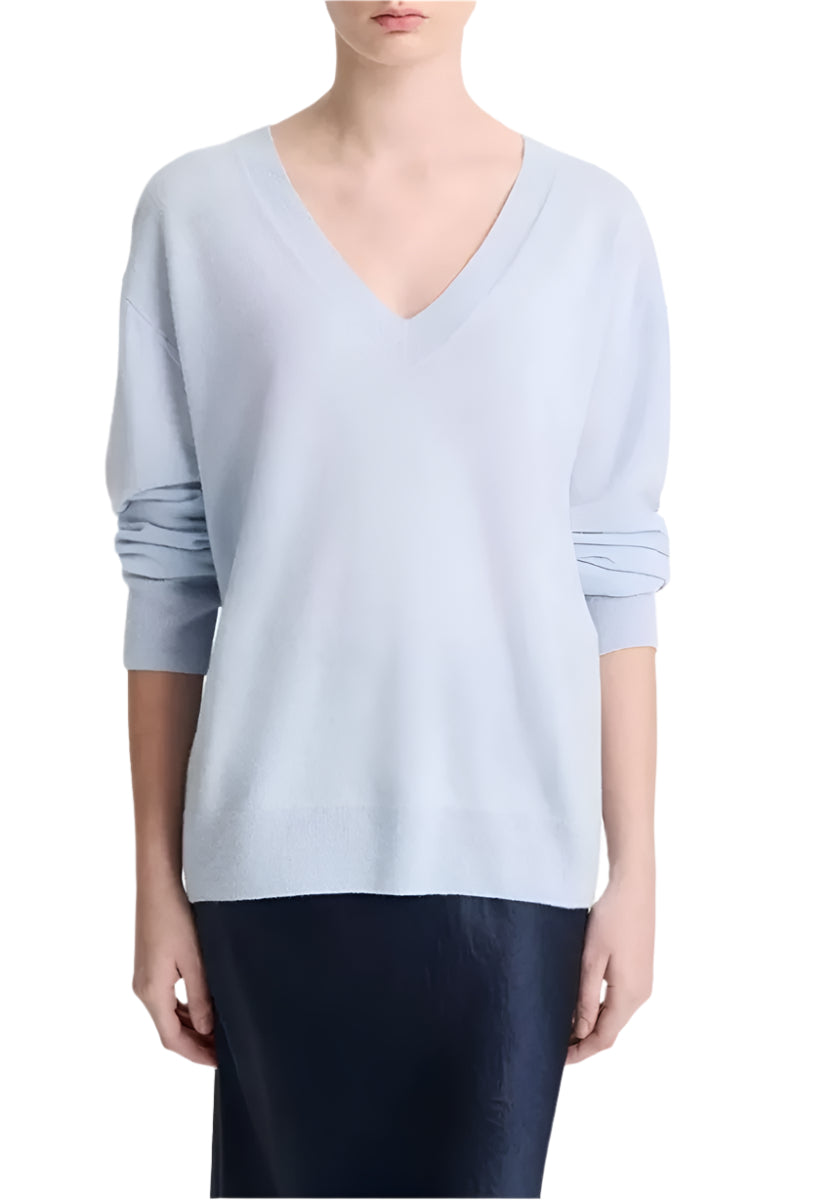 CASHMERE-SILK DEEP V-NECK SWEATER