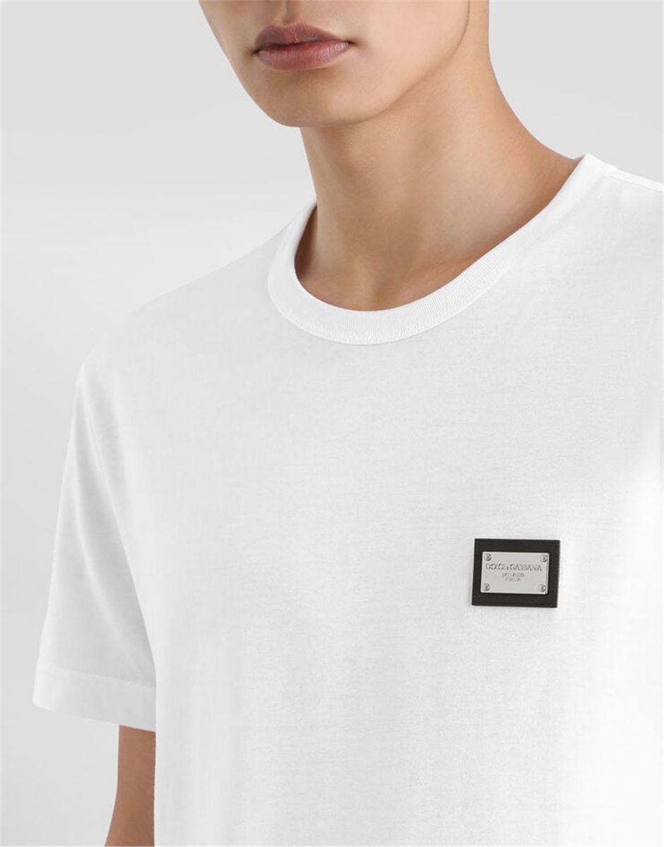 COTTON T-SHIRT WITH BRANDED TAG