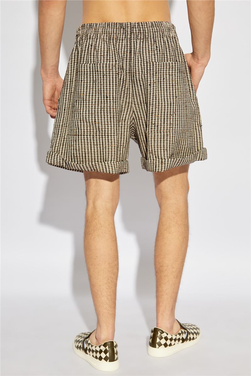 BEIGE CHECK PATTERN SHORTS