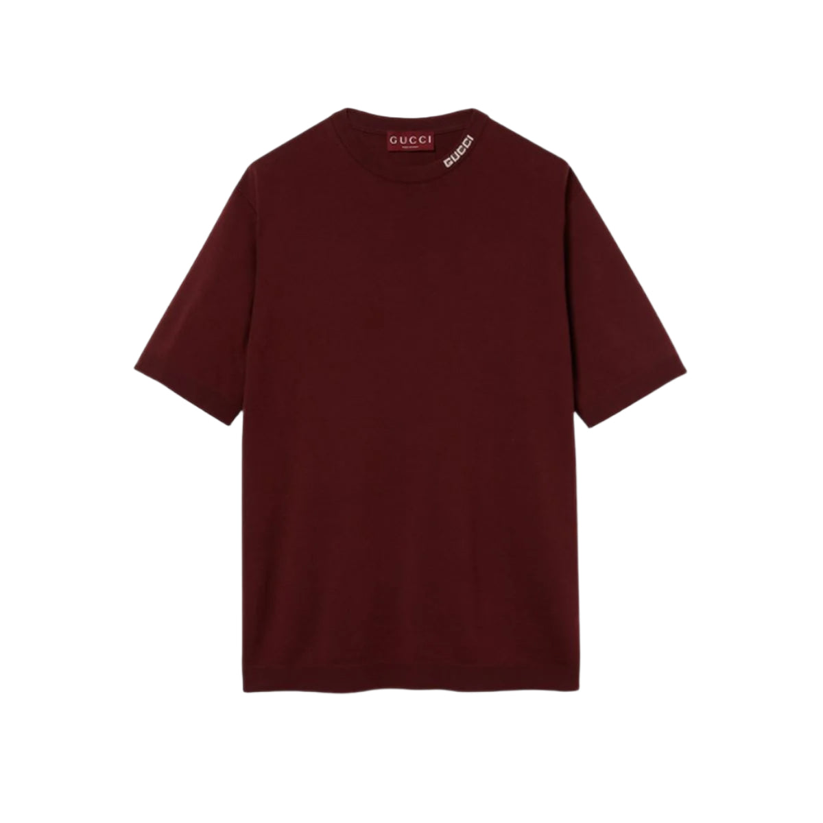 SILK COTTON T-SHIRT WITH GUCCI INTARSIA