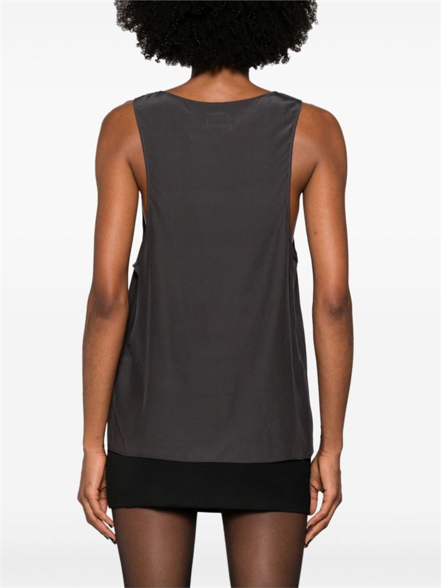 HENLEY-NECK SILK TANK TOP SAINT LAURENT