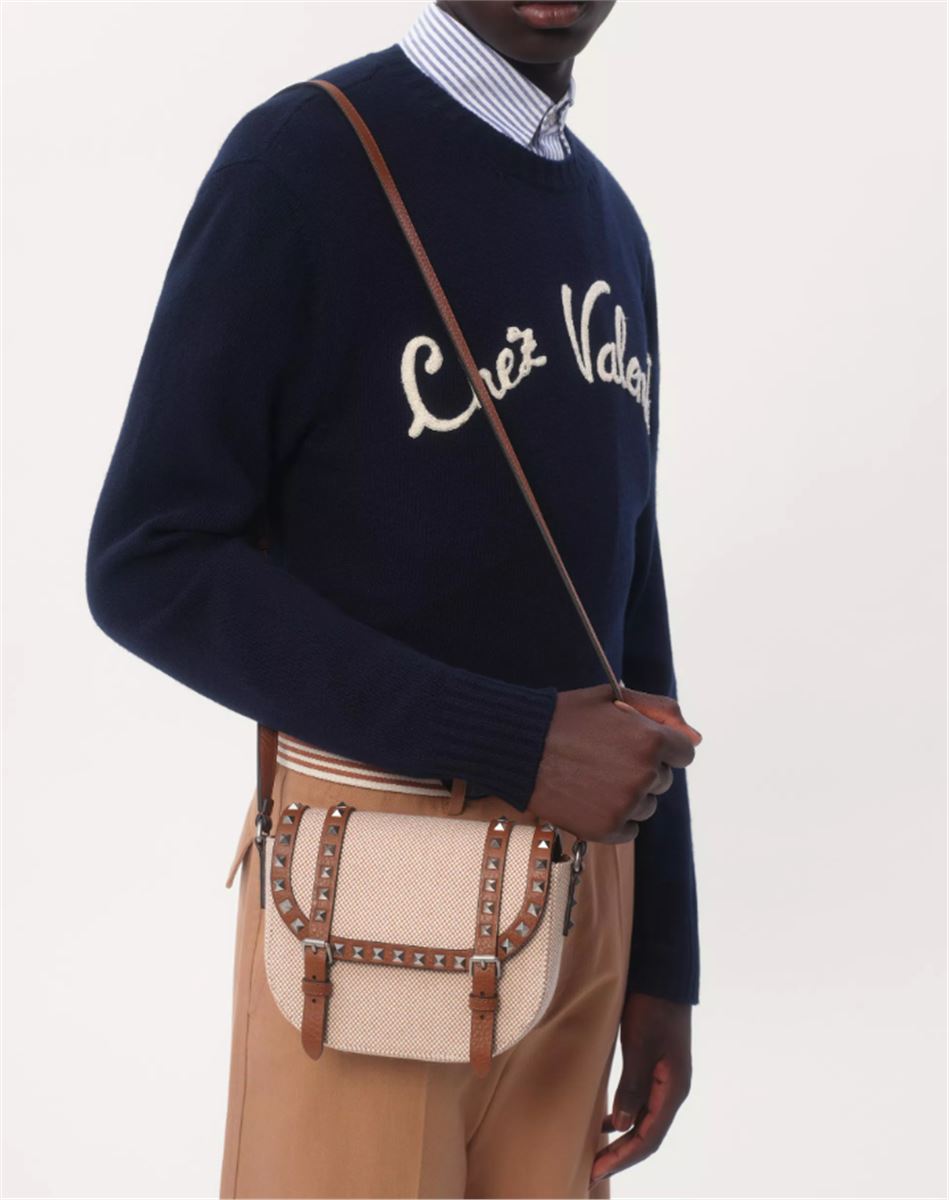 WOOL CREWNECK JUMPER WITH CHEZ VALENTINO EMBROIDERY