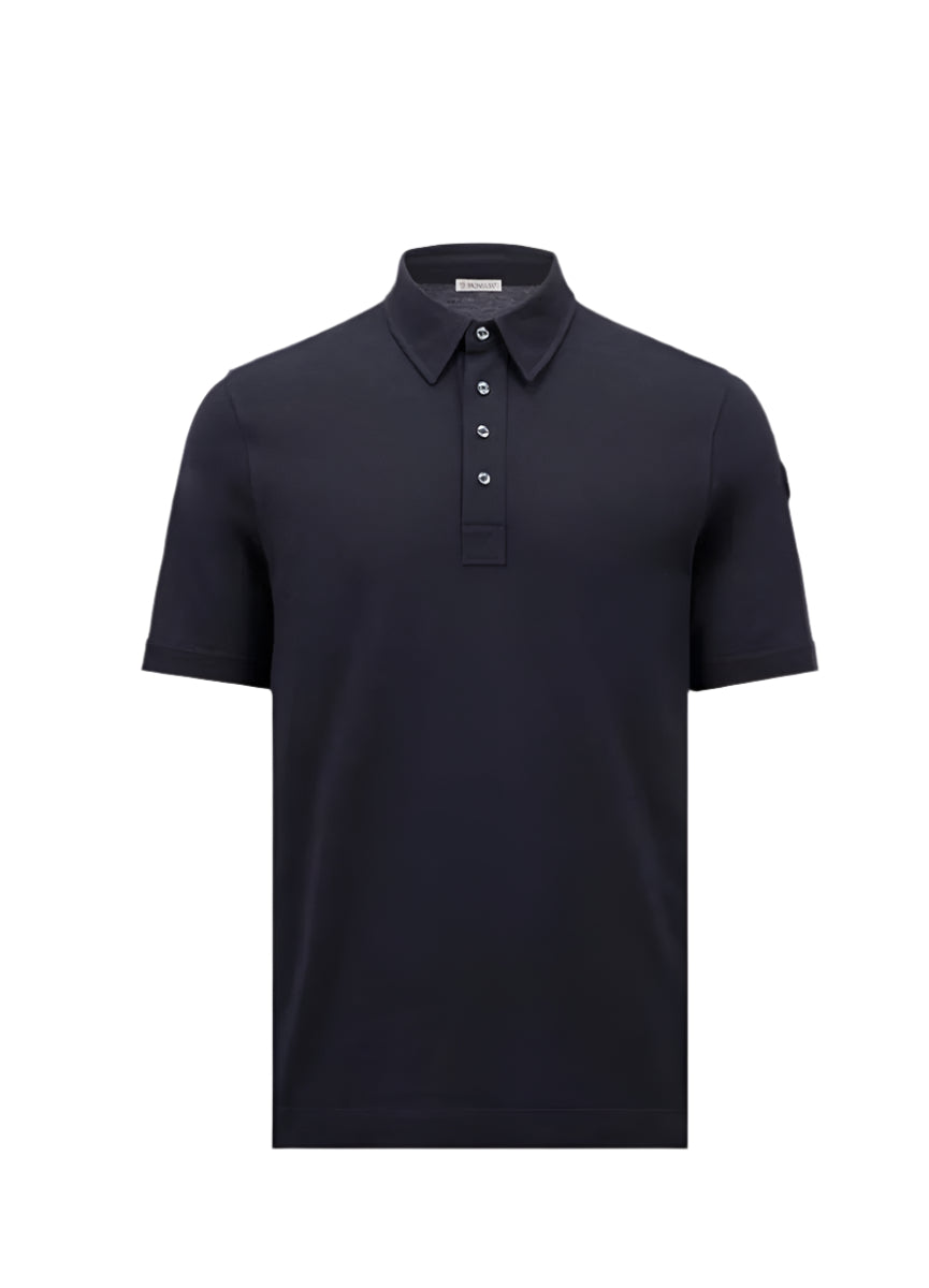 DOUBLE LEATHER LOGO COTTON POLO SHIRT