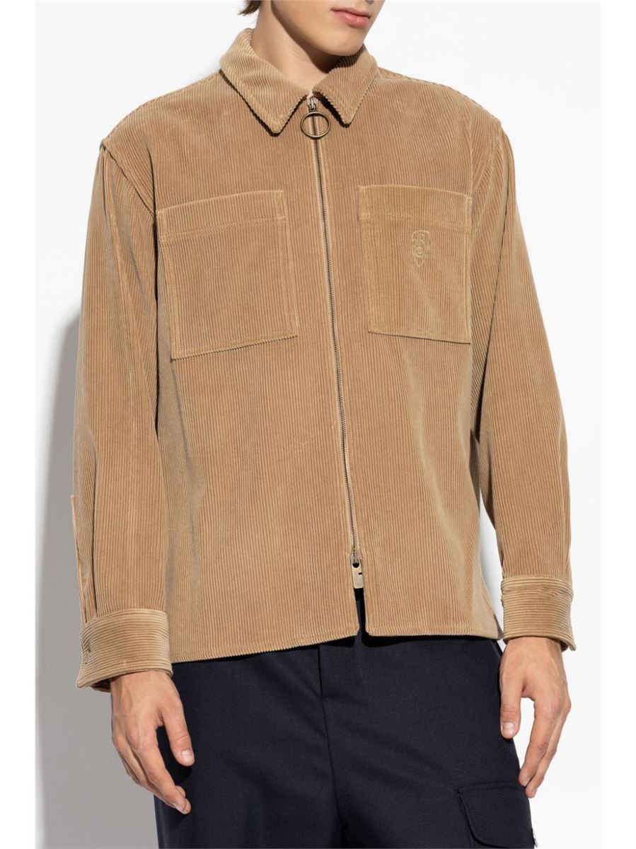 LOGO-EMBROIDERED CORDUROY SHIRT JACKET BURBERRY