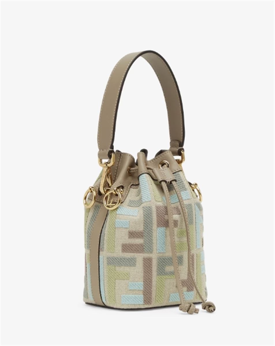 CANVAS MINI-BAG WITH MULTICOLOUR FF EMBROIDERY