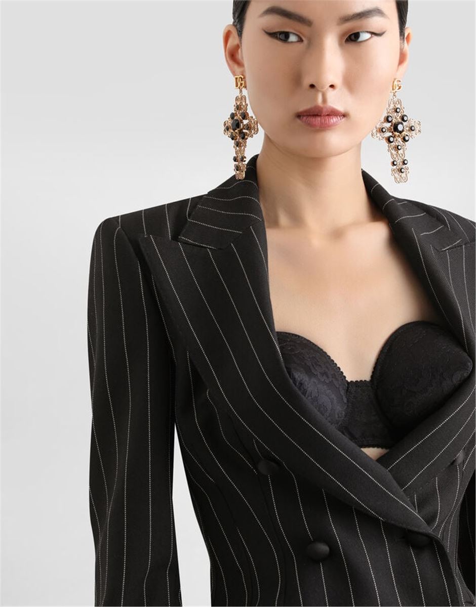 DOUBLE-BREASTED PINSTRIPE WOOL JACKET