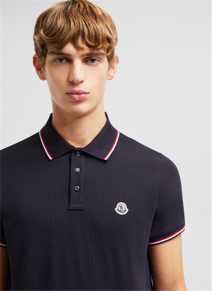 TRICOLOR-TRIMMED COTTON PIQUET POLO SHIRT