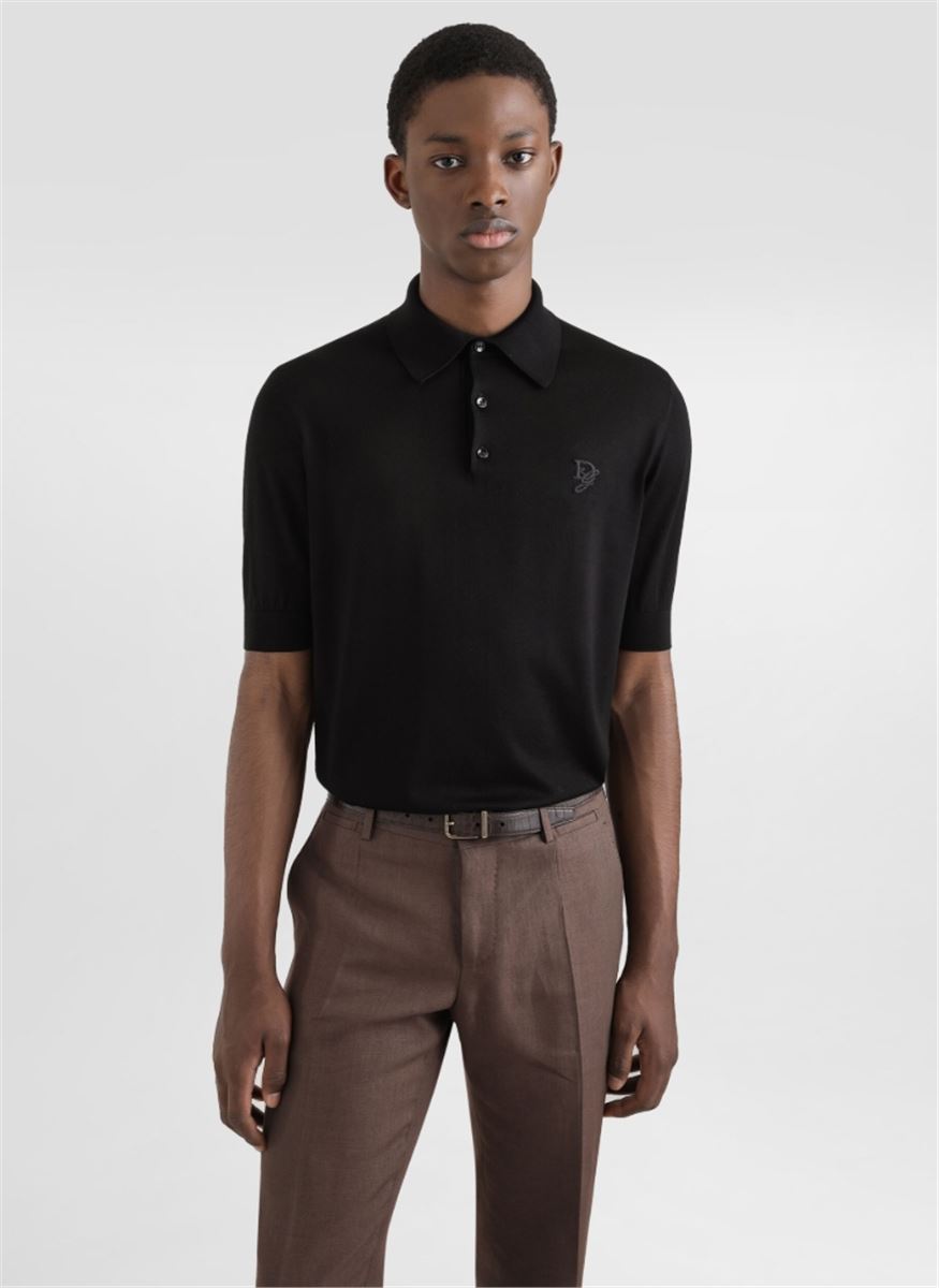 SILK POLO-SHIRT WITH LOGO EMBROIDERY