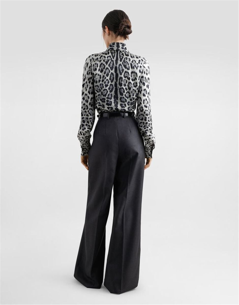 LEOPARD-PRINT SILK SATIN SHIRT