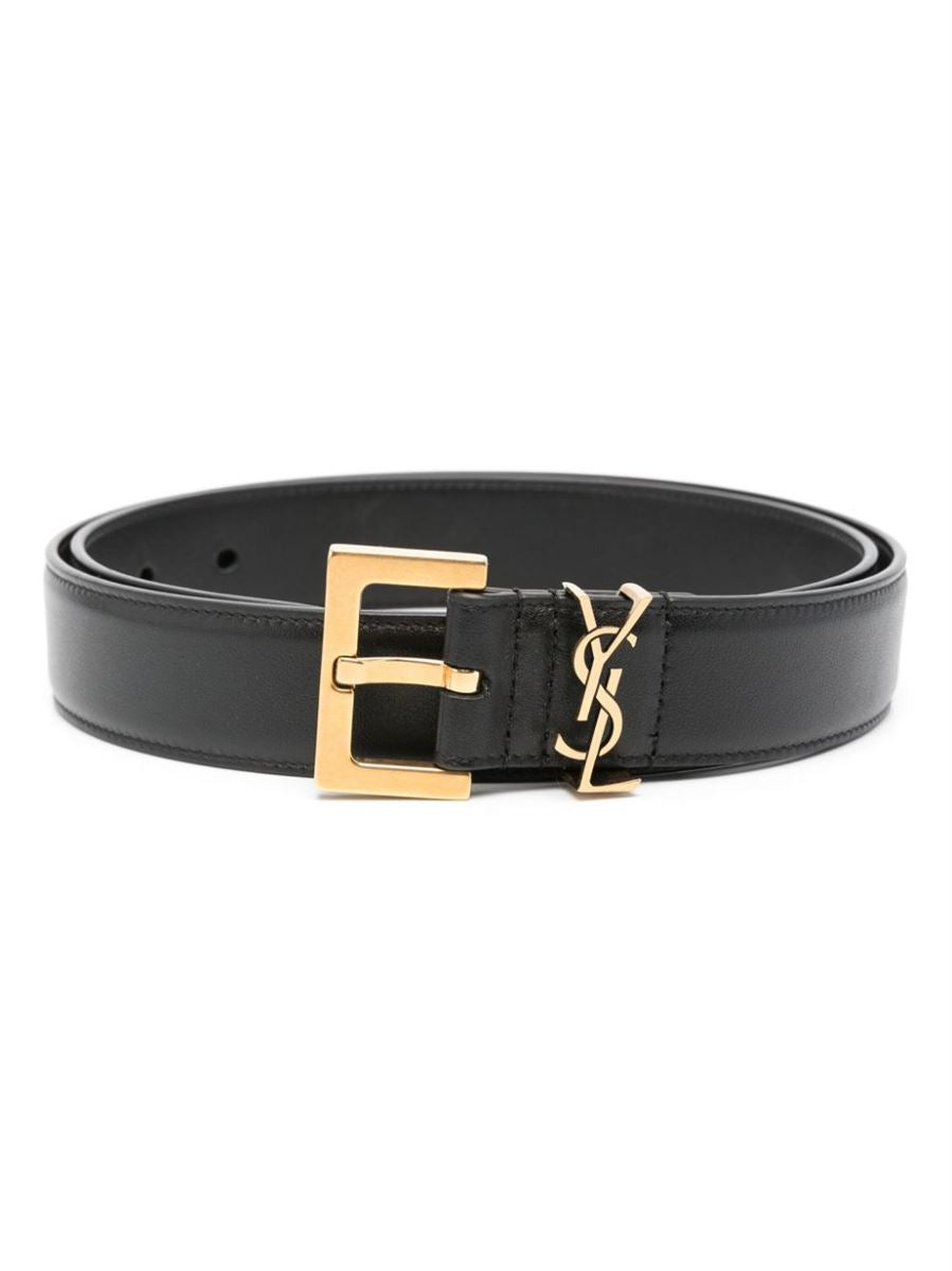 CASSANDRE-PLAQUE LEATHER BELT