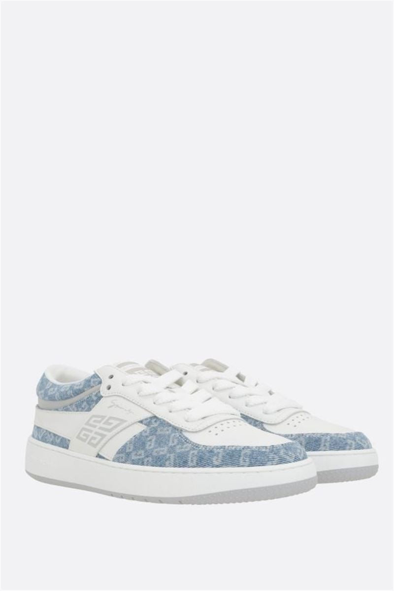 G MOVE SNEAKERS IN LEATHER AND MONOGRAM 72 DENIM