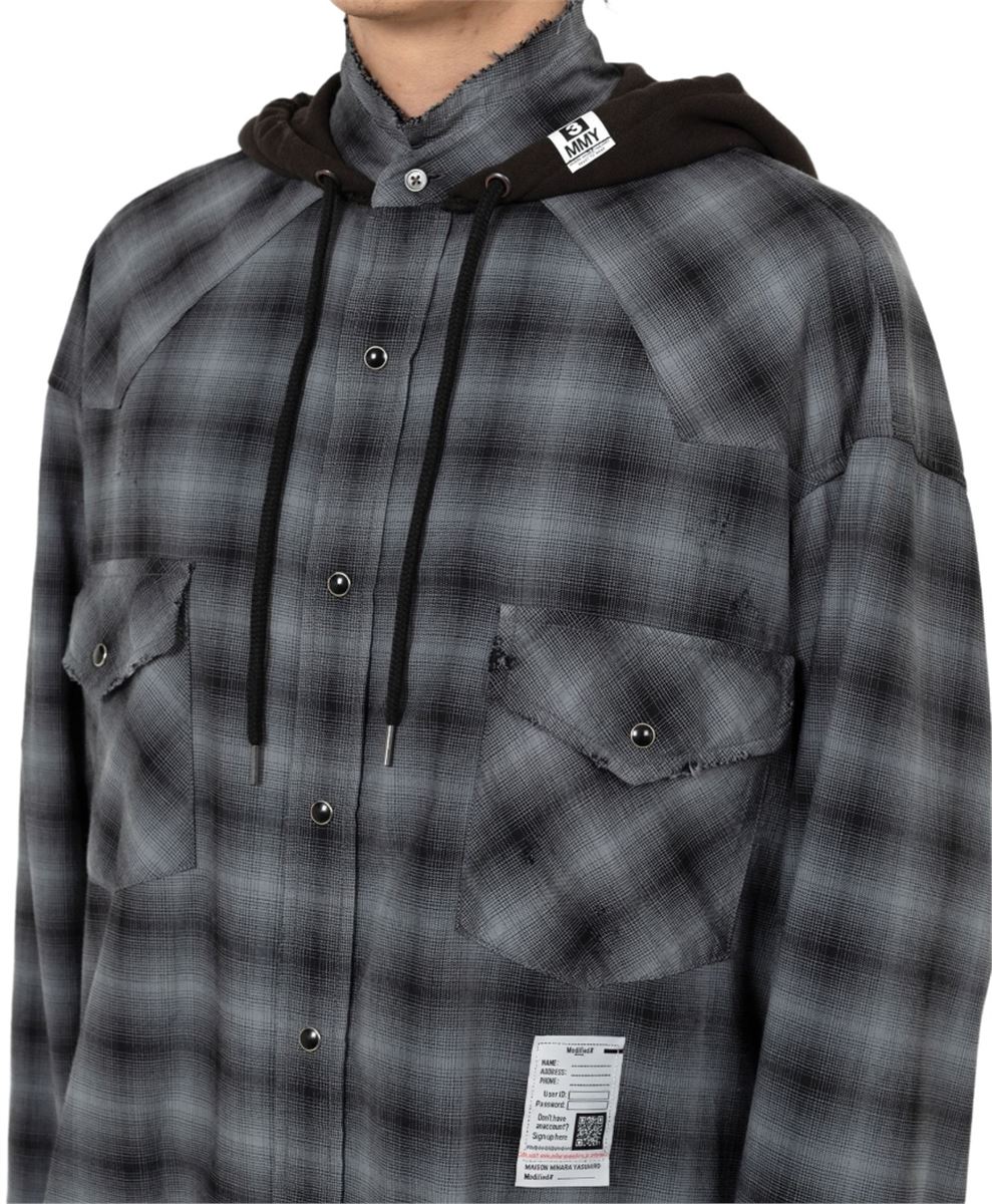 HOODIE COMBINE CHECKERED SHIRT