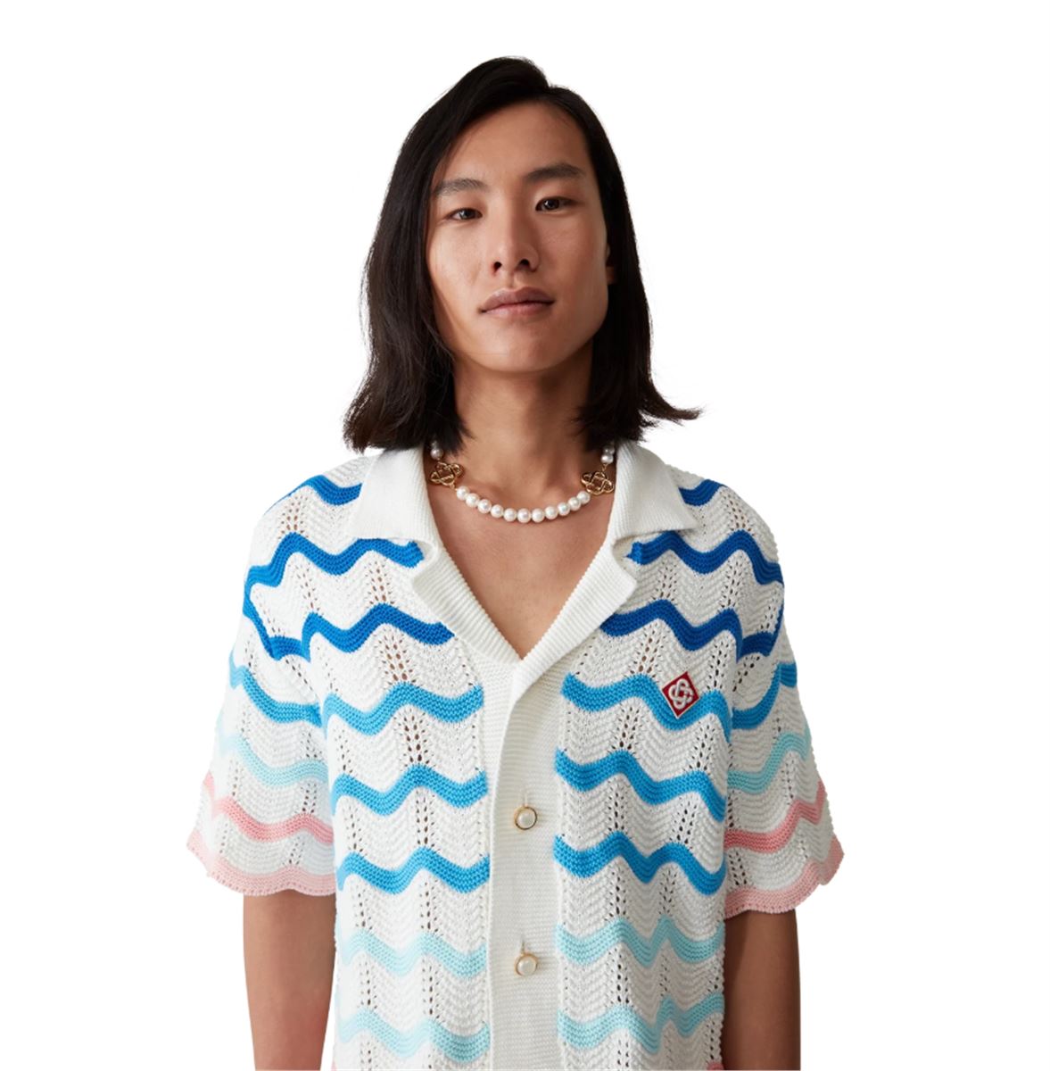 GRADIENT WAVE CROCHET SHIRT