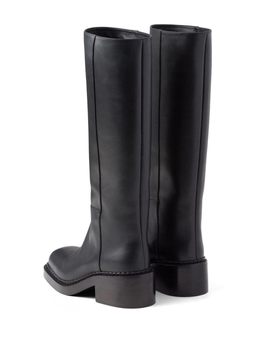 KNEE-HIGH 55MM LEATHER BOOTS PRADA