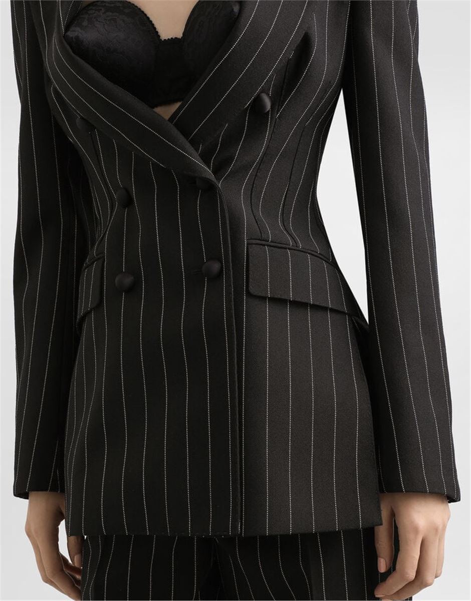 DOUBLE-BREASTED PINSTRIPE WOOL JACKET