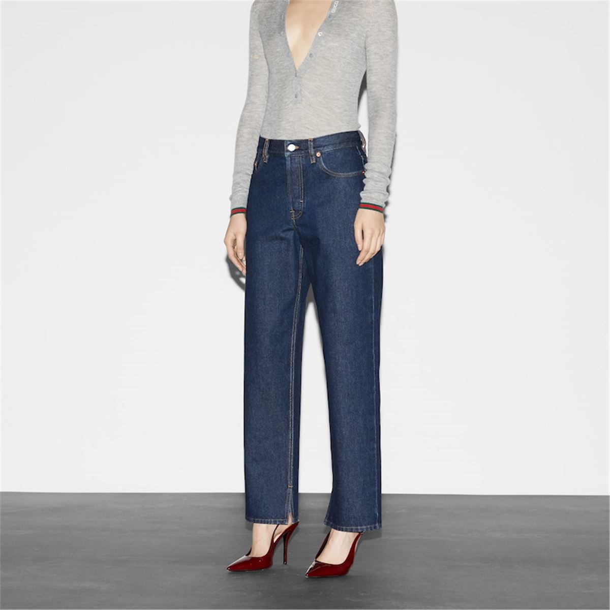 DENIM TROUSER WITH GUCCI LABEL GUCCI