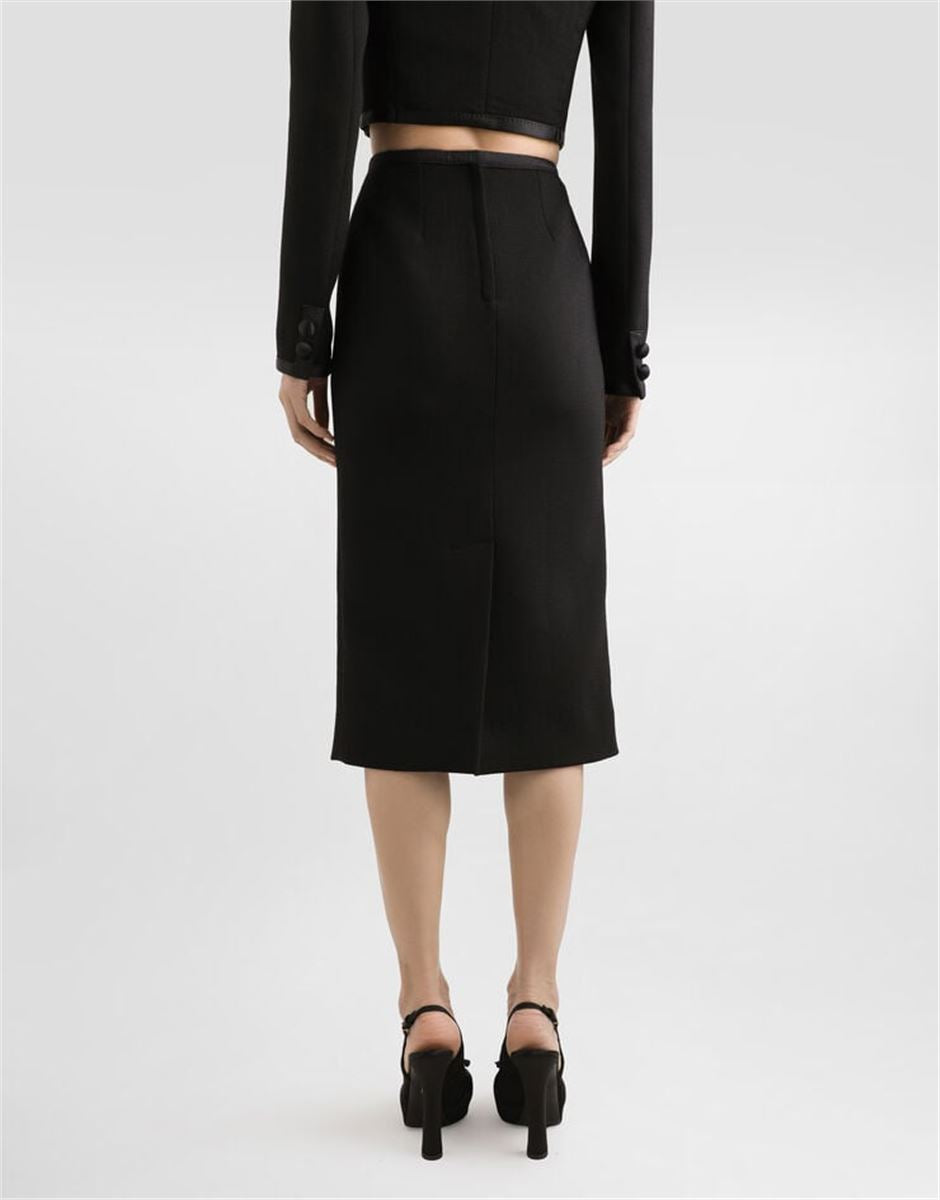 WOOL CREPE CALF-LENGTH PENCIL DRESS