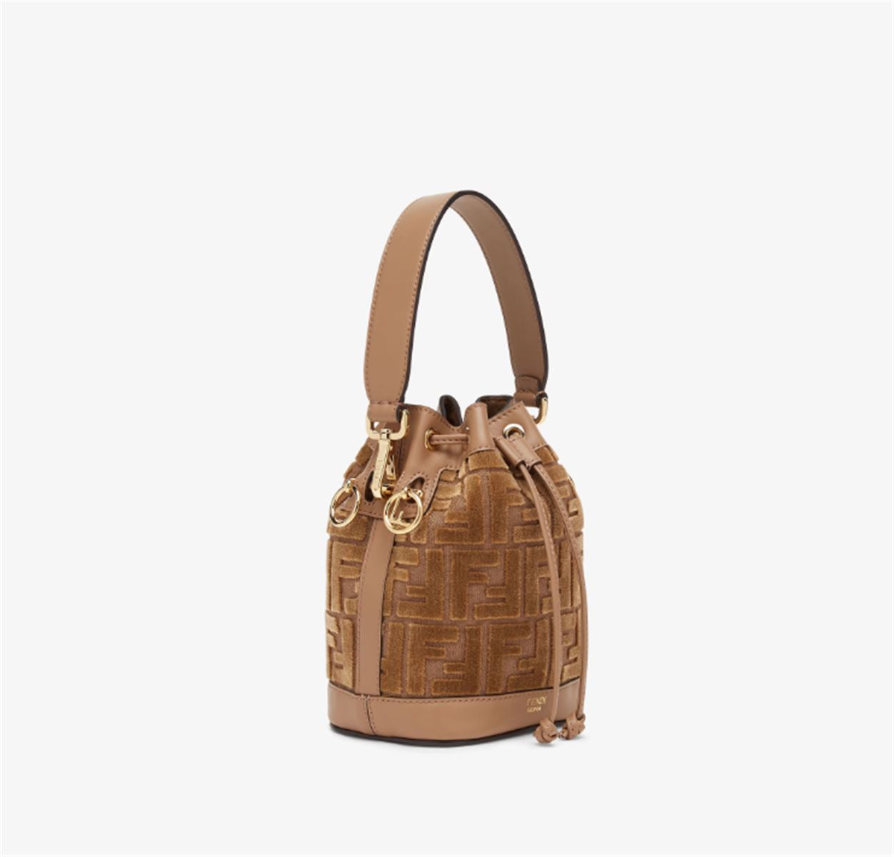 CAPPUCCINO-COLOURED JACQUARD FF VELVET MINI-BAG