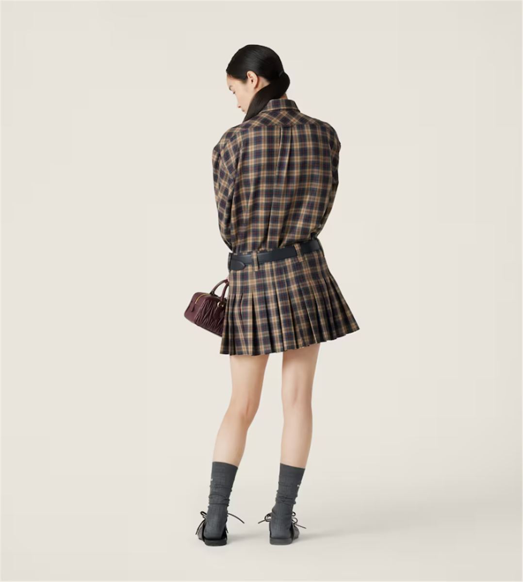 PLEATED TARTAN MINISKIRT