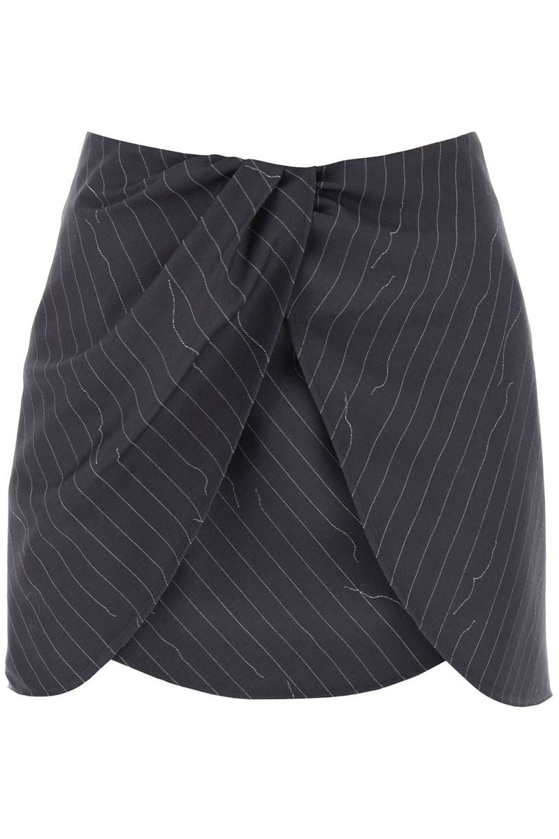 OFF-WHITE PINSTRIPED HIGH-WAISTED MINI SKIRT