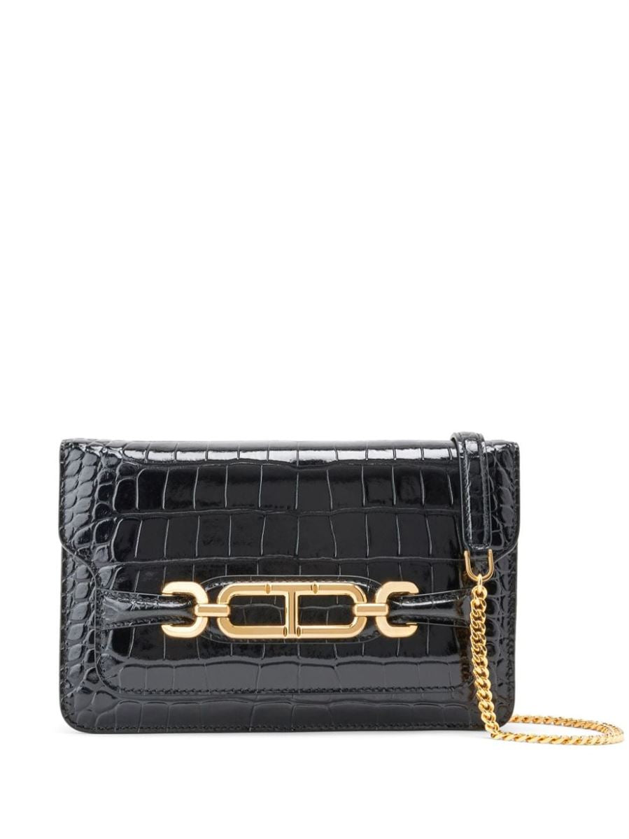 SMALL WHITNEY CROCODILE-EMBOSSED SHOULDER BAG