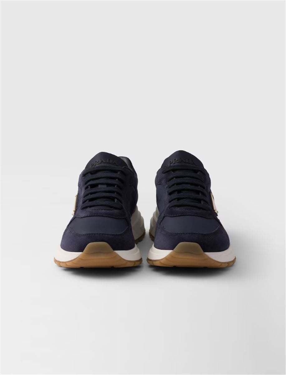 PRAX 01 RE-NYLON AND SUEDE SNEAKERS