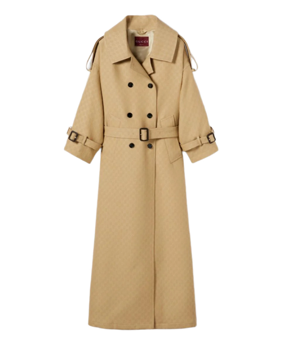 GG CRÊPE SILK WOOL DOUBLE-BREASTED COAT