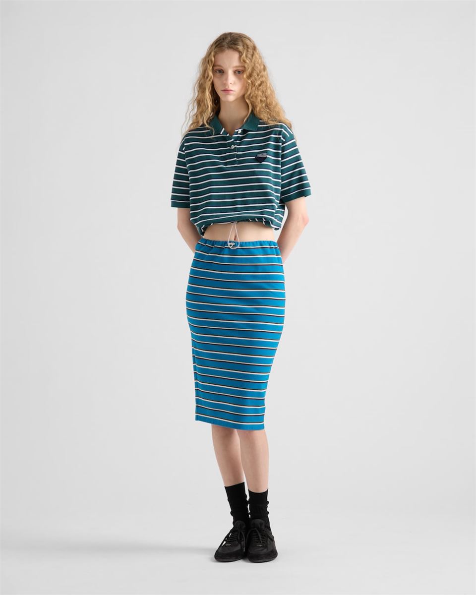 CROPPED STRIPED PIQUÉ POLO SHIRT