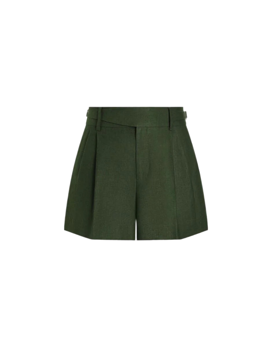 LINEN FABRIC SHORTS WITH DOUBLE DARTS