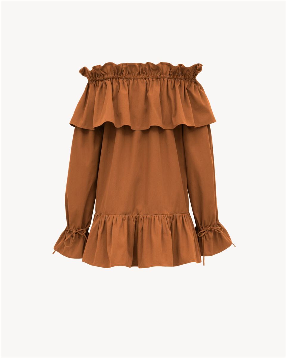 RUFFLED DRESS IN COTTON TWILL