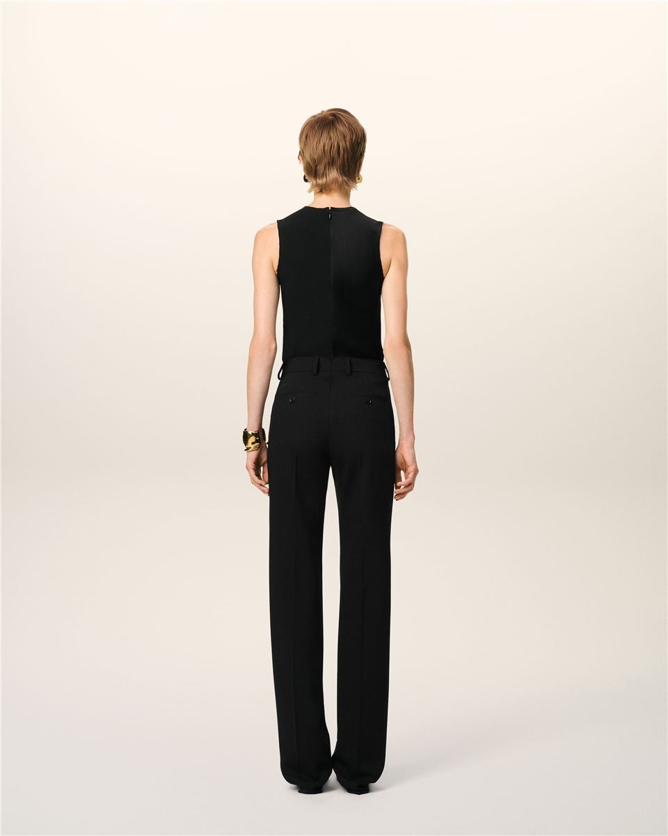 WOOL CONTRASTED STRAIGHT TROUSERS